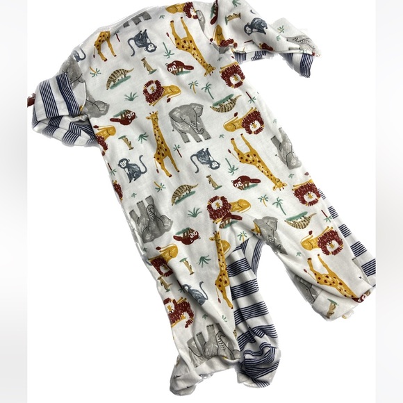 NWT 2 piece African footsie onesie pajamas with helpful 2 way zipper 100% cotton - Picture 3 of 15